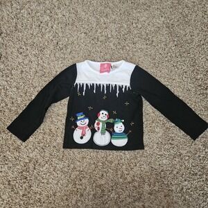 Vintage Michael Simon Girl Beaded Christmas Snowman Long Sleeve Shirt Size 5